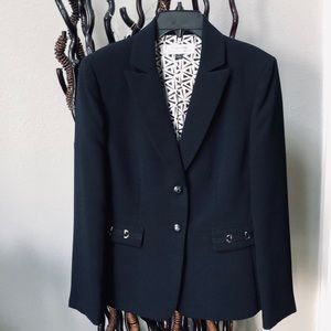 Tahari Blazer Jacket Sz6 Navy Fully Lined